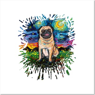 Fawn Pug Night (splash version) Posters and Art